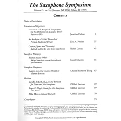 Saxophone Symposium Volumes 21/3-4 (Summer/Fall, 1996) and 22 (1997) - Journal