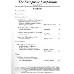 Saxophone Symposium Volume 24 (1999) - Journal
