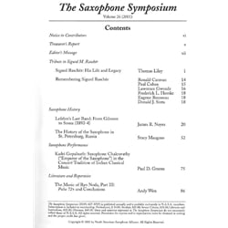 Saxophone Symposium Volume 26 (2001) - Journal