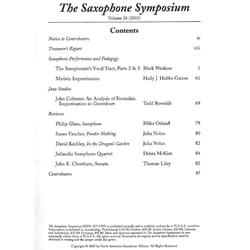 Saxophone Symposium Volume 28 (2003) - Journal