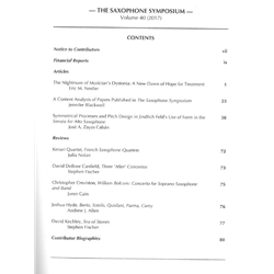 Saxophone Symposium Volume 40 (2017) - Journal