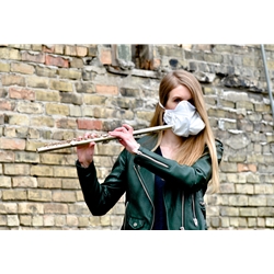 FluteChute Flute Player Facemask - White - High School and Adult Size