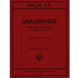 Sarabande from Cello Suite No. 6, S. 1012 - Cello Quartet