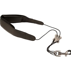 Saxophone Neck Strap - Less Stress Leather, Metal Snap, Size 24" Tall