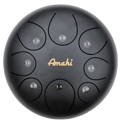Amahi 10" Steel Tongue Drum in D Major Pentatonic with Bag - Black