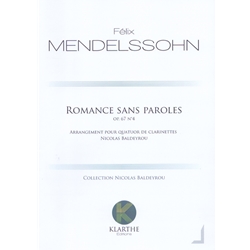 Romance sans paroles Op. 67, No. 4 - Clarinet Quartet