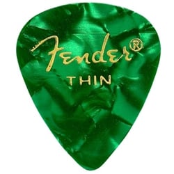 Fender Premium Celluloid Picks, 351 Shape - Thin, Green Moto, 12 Pack