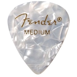 Fender Premium Celluloid Picks, 351 Shape - Medium, White Moto, 12-pack