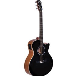Tagima TW-29 EQ Medium Jumbo Cutaway A/E Guitar - Black