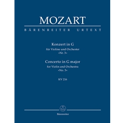 Concerto No. 3 in G major for Violin and Orchestra, K. 216 - Study Score
