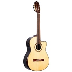 Ortega Slim Neck A/E Classical Guitar with Gigbag - Solid Spruce/Striped Ebony