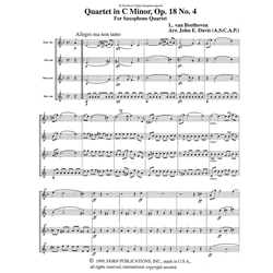 Quartet in C minor, Op. 18 No. 4 -  Saxophone Quartet (SATB)
