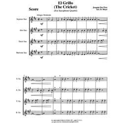 Cricket, The (El Grillo) - Sax Quartet SATB/AATB