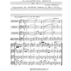 Hungarian Dance No. 3 - Saxophone Quartet (SATB)