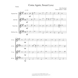 Come Again, Sweet Love - Saxophone Quartet (SATB)