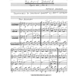 Slavic Dance, Opus 46, No. 6 - Saxophone Quartet (SATB)
