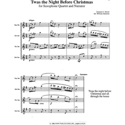 Twas the Night Before Christmas - Sax Quartet SATB and Narrator