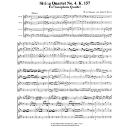 String Quartet No. 4, K. 157 - Saxophone Quartet (SATB)