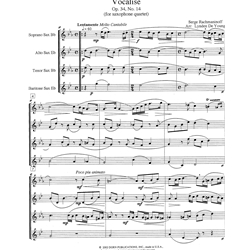 Vocalise, Opus 34, No. 14 - Saxophone Quartet (SATB)