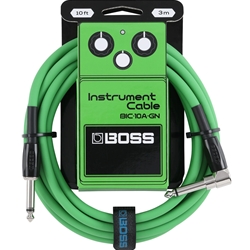 Boss 10ft/3m Instrument Cable Green, Straight/Angled