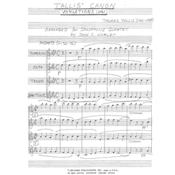 Tallis' Canon Variations (1561) - Saxophone Quartet (SATB)