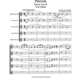 Visi d'Arte from "Tosca" - Saxophone Quintet (SAATB)