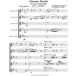 O Soave Fanciulla from "La Boheme" - Saxophone Quintet (SAATB)