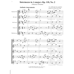 Intermezzo in A Major Op. 118, No. 2 - Saxophone Quintet (SAATB)