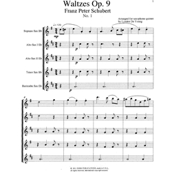 3 Waltzes, Op. 9 - Saxophone Quintet (SAATB)