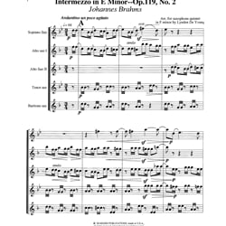 Intermezzo in E Minor (Transposed to F Minor), Op. 119, No. 2 - Sax Quintet (SAATB)