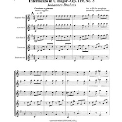 Intermezzo in C Major, Op. 119, No. 3 - Saxophone Quintet (SAATB)