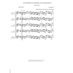 Concerto No. 1 in D Minor, BWV 1052 - Solo Alto Saxophone and Sax Quartet (SATB)