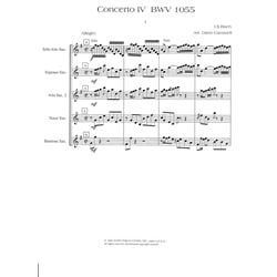 Concerto IV, Movement 1, BWV 1055 - Solo Alto Saxophone and Sax Quartet (SATB)
