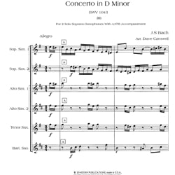 Concerto in D Minor, Movement 3 (BWV 1403) - Saxophone Sextet (SSAATB)