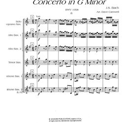Concerto VII in G Minor: Movements 1 & 3 (BWV 1058) - Solo Soprano Sax & Sax Quintet (AATBB)