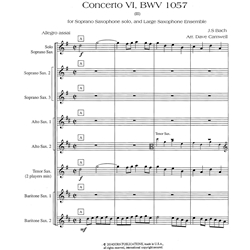 Concerto VI, Movement 3 (BWV 1057) - Saxophone Ensemble (SSSAATTBB)