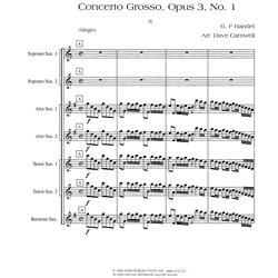 Concerto Grosso, Opus 3, No. 1 - Saxophone Ensemble (SSAATTB)