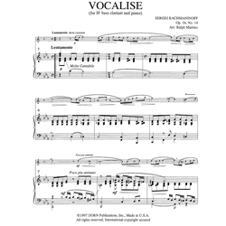 Vocalise, Opus 34, No. 14 - Bass Clarinet and Piano