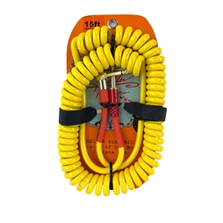 Heller Electric Coil-Connect Cable, 15ft, Yellow, 1/4"" Str/RA Gold