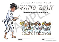 Dojo Award Belt Certificates (White) - Pack of 25