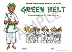 Dojo Award Belt Certificates (Green) - Pack of 25