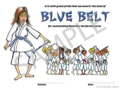 Dojo Award Belt Certificates (Blue) - Pack of 25