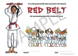 Dojo Award Belt Certificates (Red) - Pack of 25