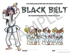 Dojo Award Belt Certificates (Black) - Pack of 25