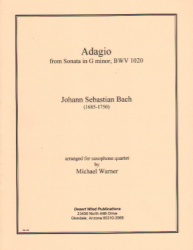 Adagio from Sonata in G Minor, BWV 1020 - Sax Quartet SATB