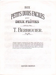 Six Petits Duos Faciles, Op.59 - Flute Duet