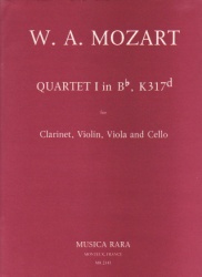 Quartet No. 1, K. 317d - Clarinet, Violin, Viola and Cello (Parts)