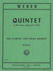 Quintet in B-flat major, Op. 34 - Clarinet and String Quartet (Parts)