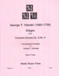 Allegro from Concerto Grosso, Op. 3, No. 4 - Oboe and Piano
