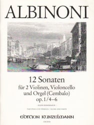 12 Sonatas, Op. 1, Nos. 4-6 - 2 Violins, Cello and Organ (or Piano)